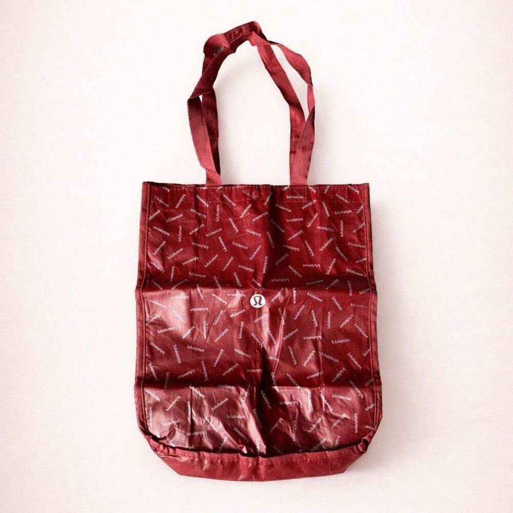 Lululemon Logo Print Reusable Tote Bag | Red Shopping Tote | Gym Yoga Bag